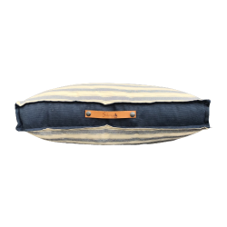 Pude 65 x 40, bl og hvide striber med mrk kant