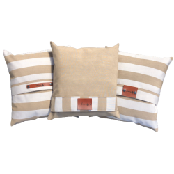 Pude 50 x 50 beige og hvide striber 1