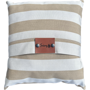 Pude 50 x 50 beige og hvide striber 2
