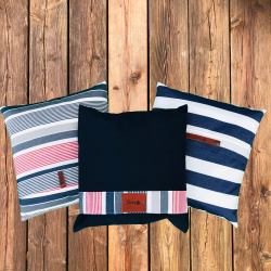 Pude 50 x 50 marinebl og hvide striber 2