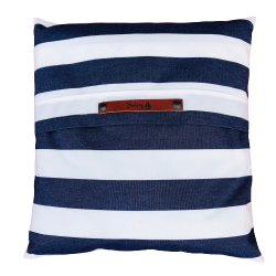 Pude 50 x 50 marinebl og hvide striber 2