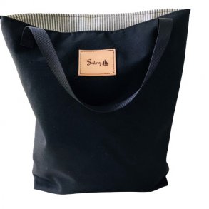 Shopper, sort m. stribet foer