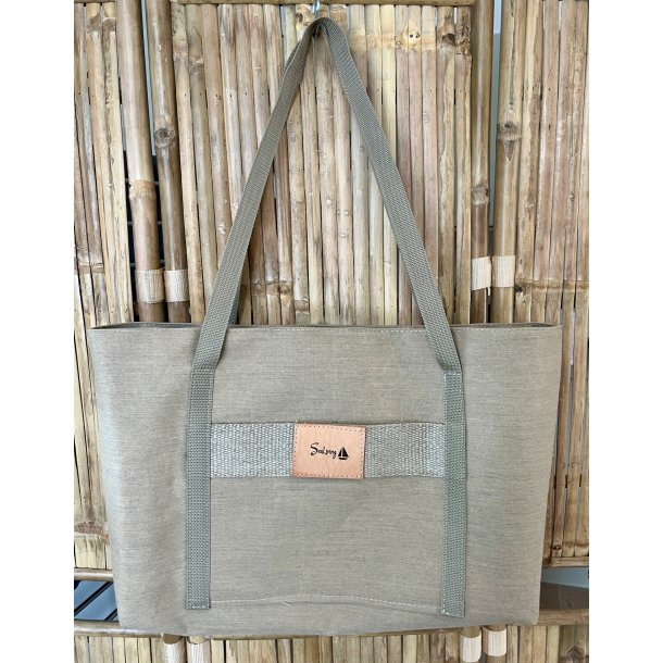 Taske, beige med lommer